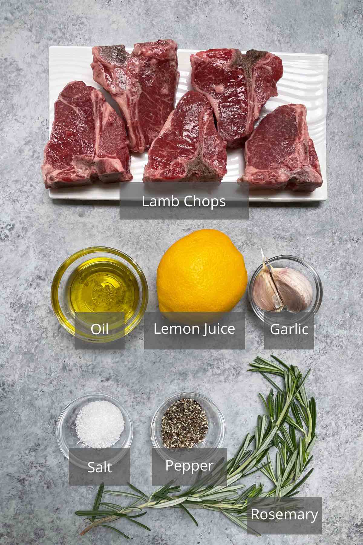 Air fryer lamb chops ingredients on the counter.