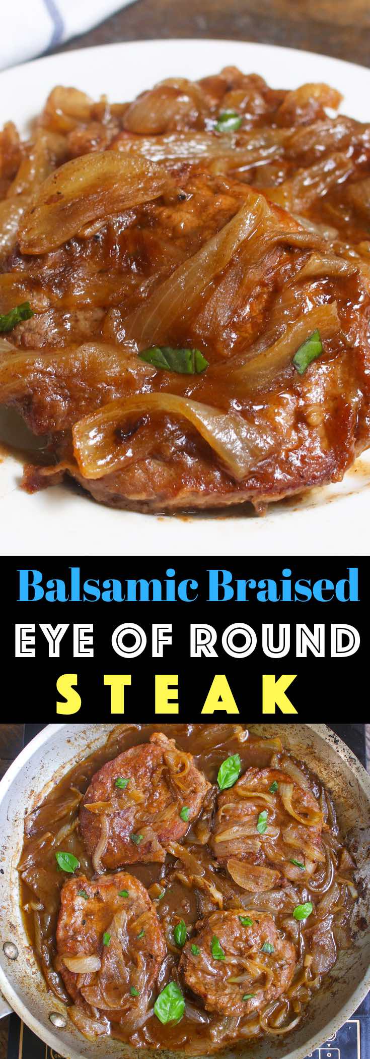 These Eye of Round Steaks are cooked low and slow until they reach fork-tender deliciousness! This simple Eye of Round Recipe is a classic where the braising method tenderizes lean and tough meat into mouth-watering pieces.