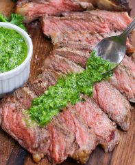 Chimichurri Steak is a quick and easy recipe cooked in 15 minutes with no marinating needed! Perfectly seared steak is served with garlicky, tangy and flavorful chimichurri sauce.