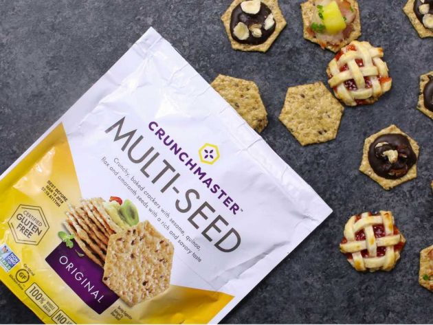 These Easy Party Appetizers are made with whole grain Crunchmaster crackers with DIY toppings