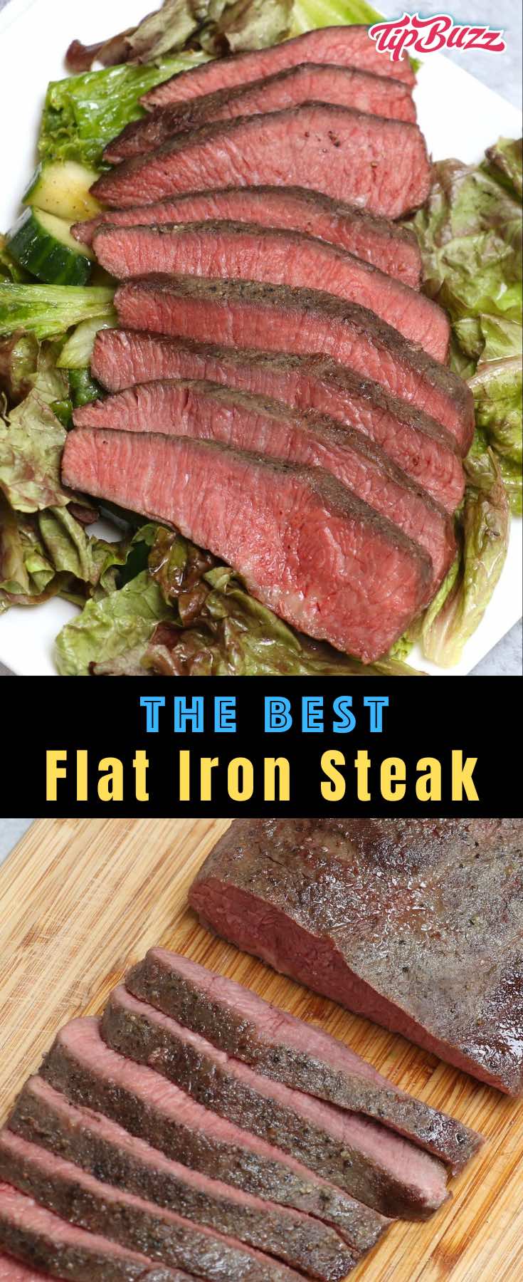 This flat iron steak is pan-seared to perfection with garlic and herbs to make a mouthwatering steak dinner that's affordable and easy to make in just 15 minutes! #flatironsteak #tipbuzz