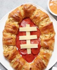 Chicken Crescent Ring with a football theme for Game Day