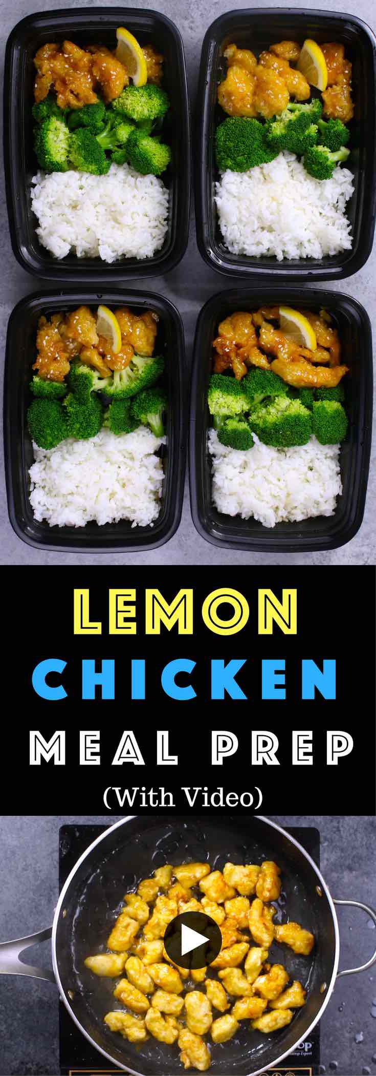 Save time and money when meal prep this authentic and delicious Chinese Lemon Chicken with rice and broccoli for the entire week! It’s so much better than take outs. Make ahead recipe. Video recipe. | Tipbuzz.com 