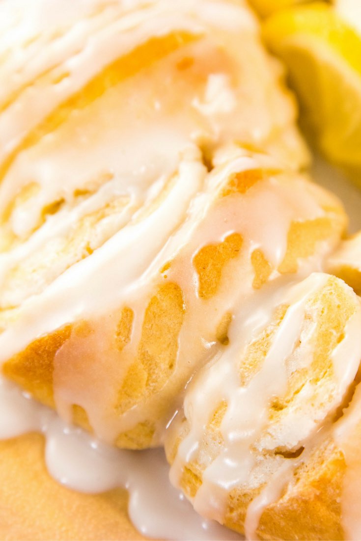 Lemony cream cheese crescent rolls with glaze on top