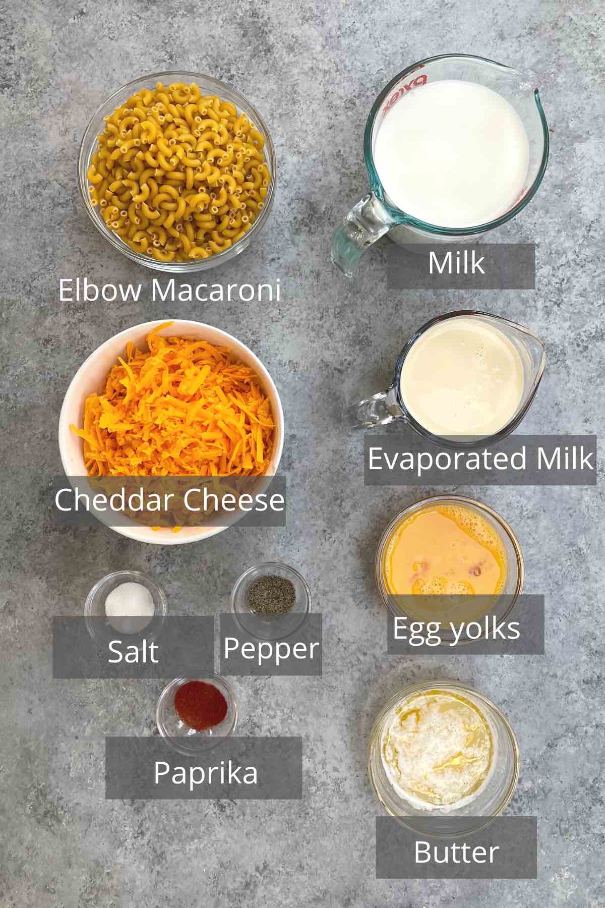 Ingredients for Trisha Yearwood Mac and Cheese