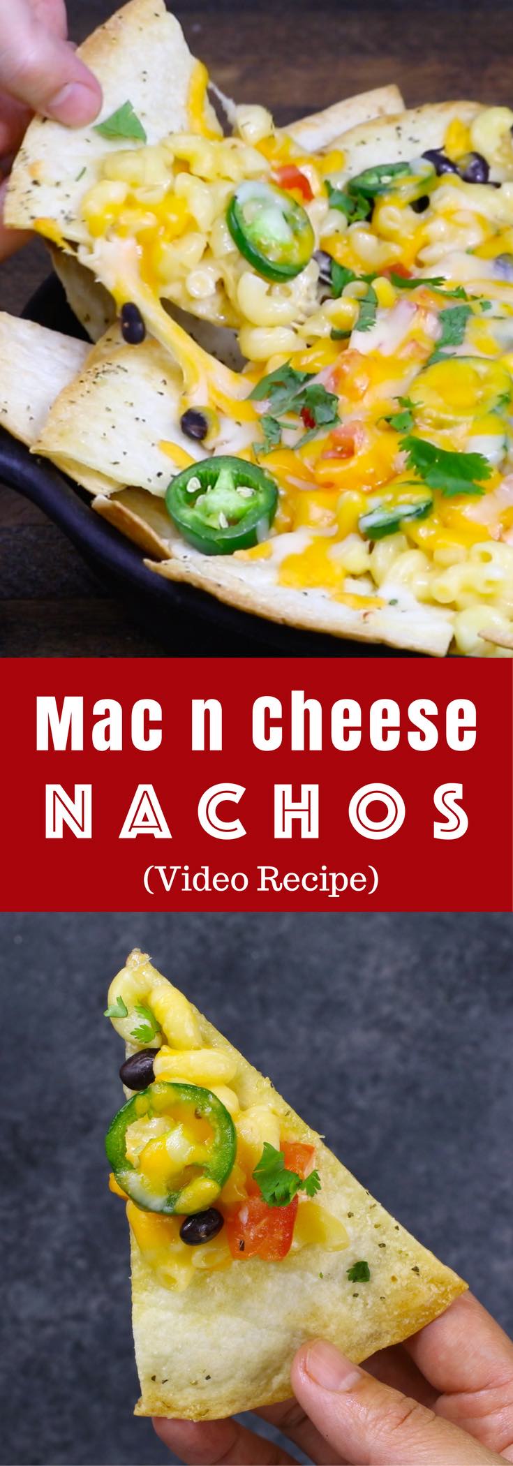 Mac and Cheese Nachos – Soft and creamy Mac & Cheese is balanced with crispy nachos, making perfect finger food for any party! So good! Video recipe. | Tipbuzz.com