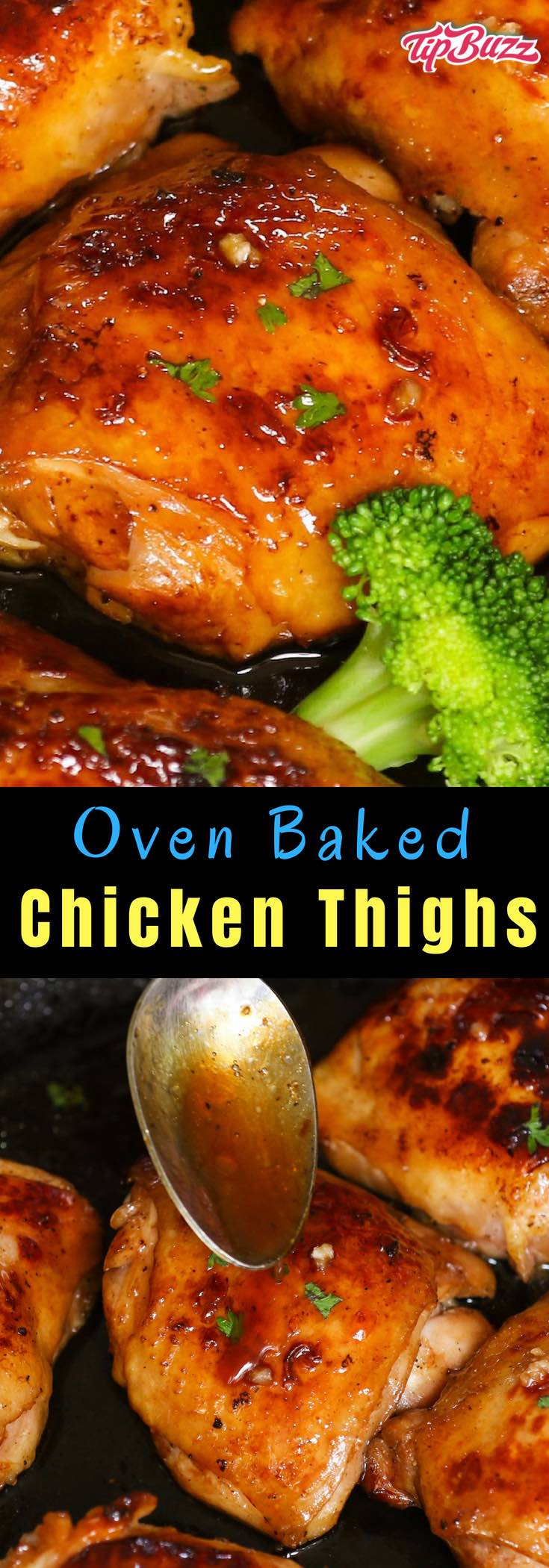 Oven Baked Chicken Thighs are juicy, tender and full of flavor. With a few tips and some simple ingredients, this never-dry chicken thighs with restaurant quality can be easily made at home!
