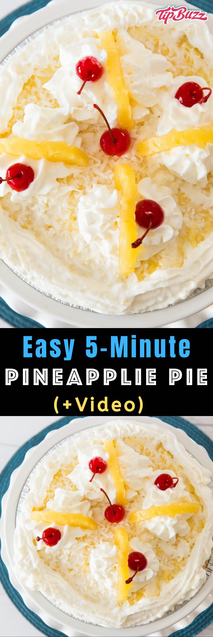 Easy Pineapple Pie is so creamy and refreshing! It only takes a few minutes to prepare this stunning, no-bake dessert that’s loaded with tropical flavors!