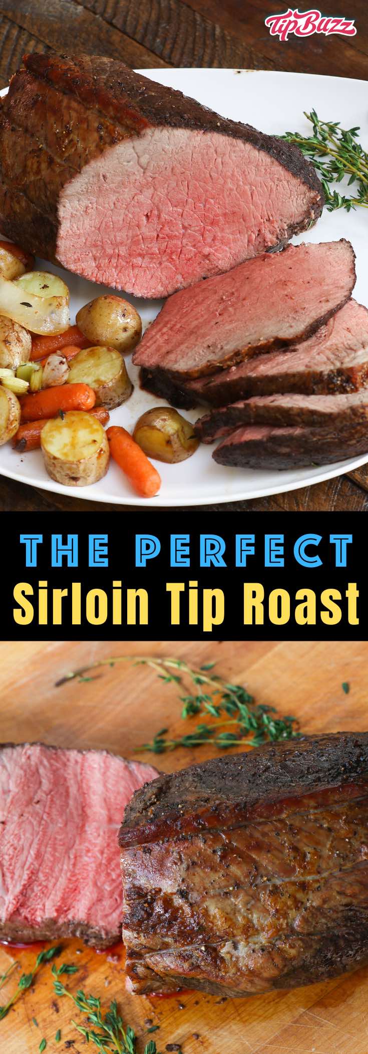 This Sirloin Tip roast is easy to make for a flavorful dinner that's budget-friendly and easy to make. Use the leftovers for sandwiches, soups and salads! #sirlointip #sirloinroast