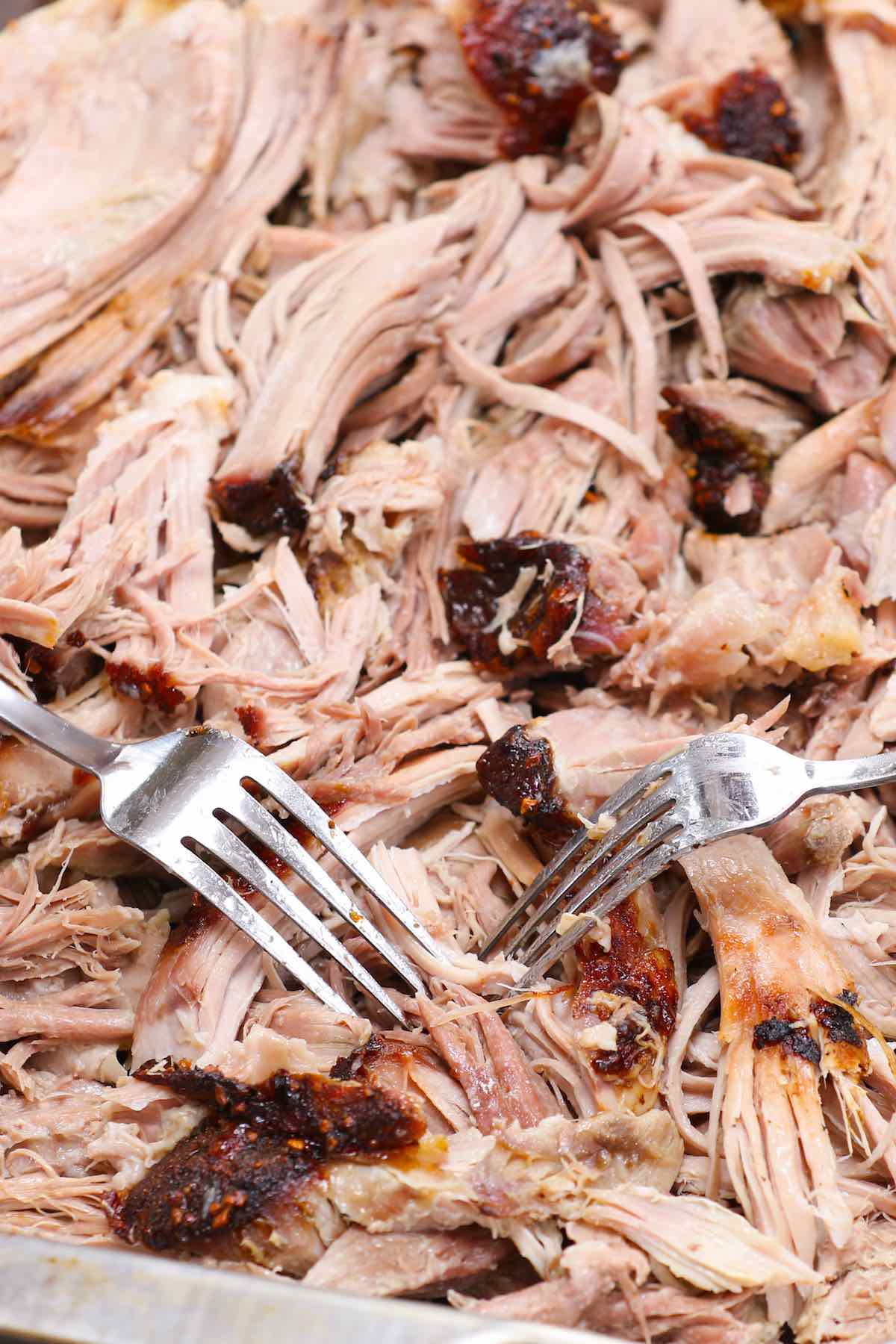 Closeup of freshly made pulled pork