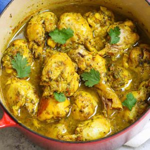 A pot of homemade Trini Curry Chicken