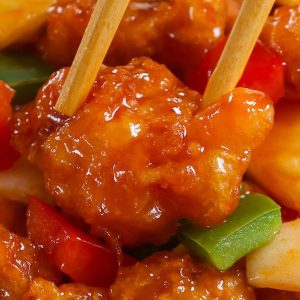 Sweet and Sour Chicken has the most delicious crispy chicken with chunks of onion, bell pepper and pineapple in a homemade sweet and sour sauce.