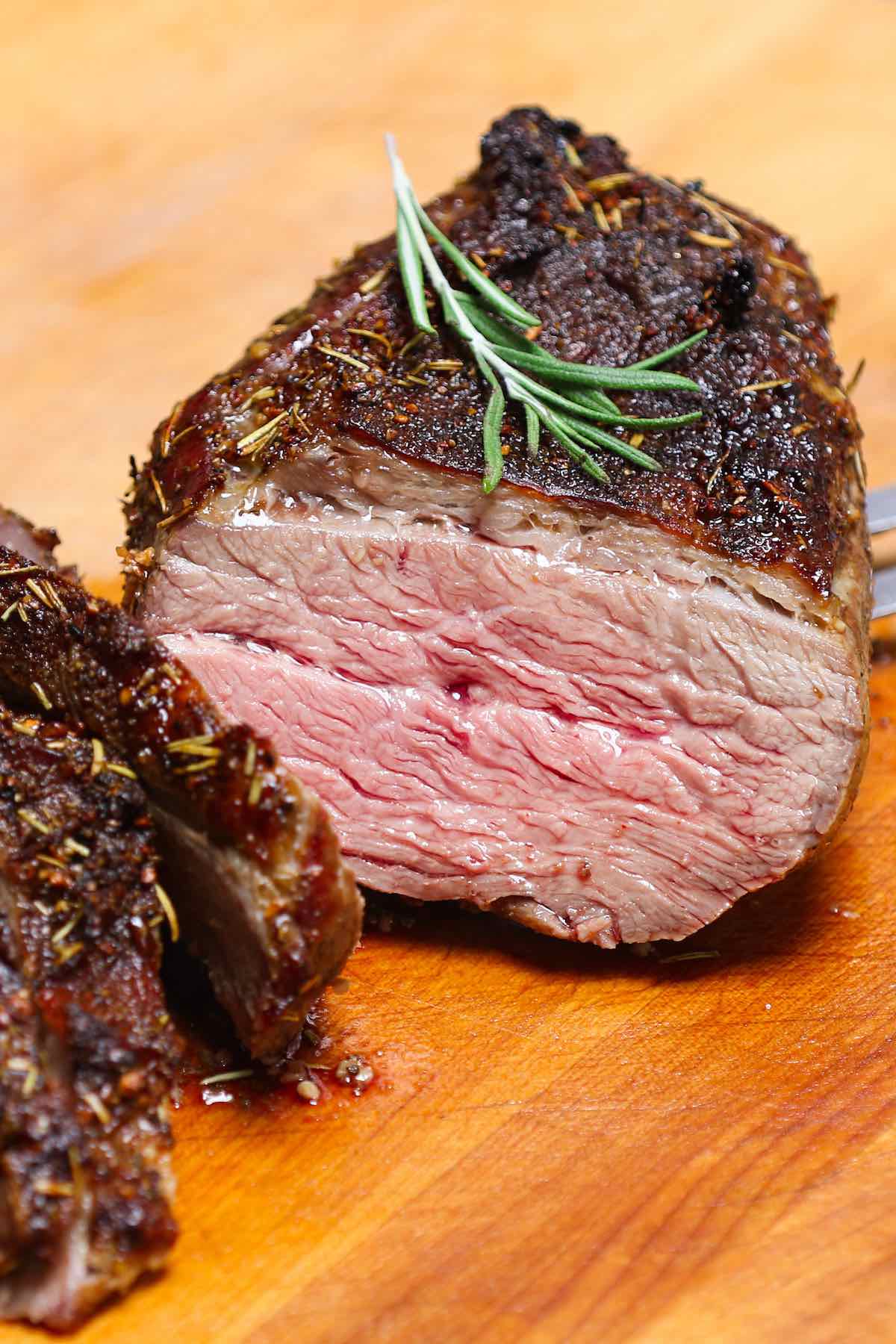 A juicy tri tip roast cooked to medium doneness in the oven